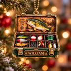 3D Raised Personalized Bass Fishing Tackle Box Christmas Ornament