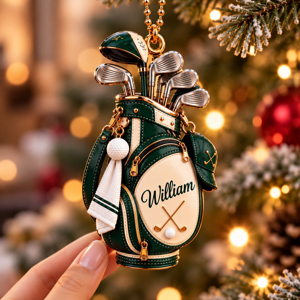 3D Raised Personalized Golf Bag Christmas Ornament