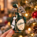 3D Raised Personalized Golf Bag Christmas Ornament
