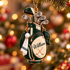 3D Raised Personalized Golf Bag Christmas Ornament
