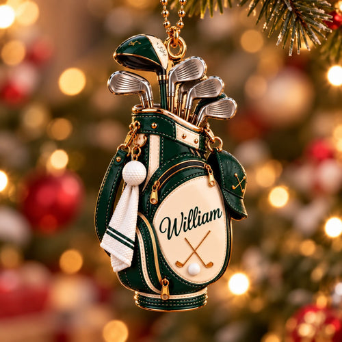 3D Raised Personalized Golf Bag Christmas Ornament