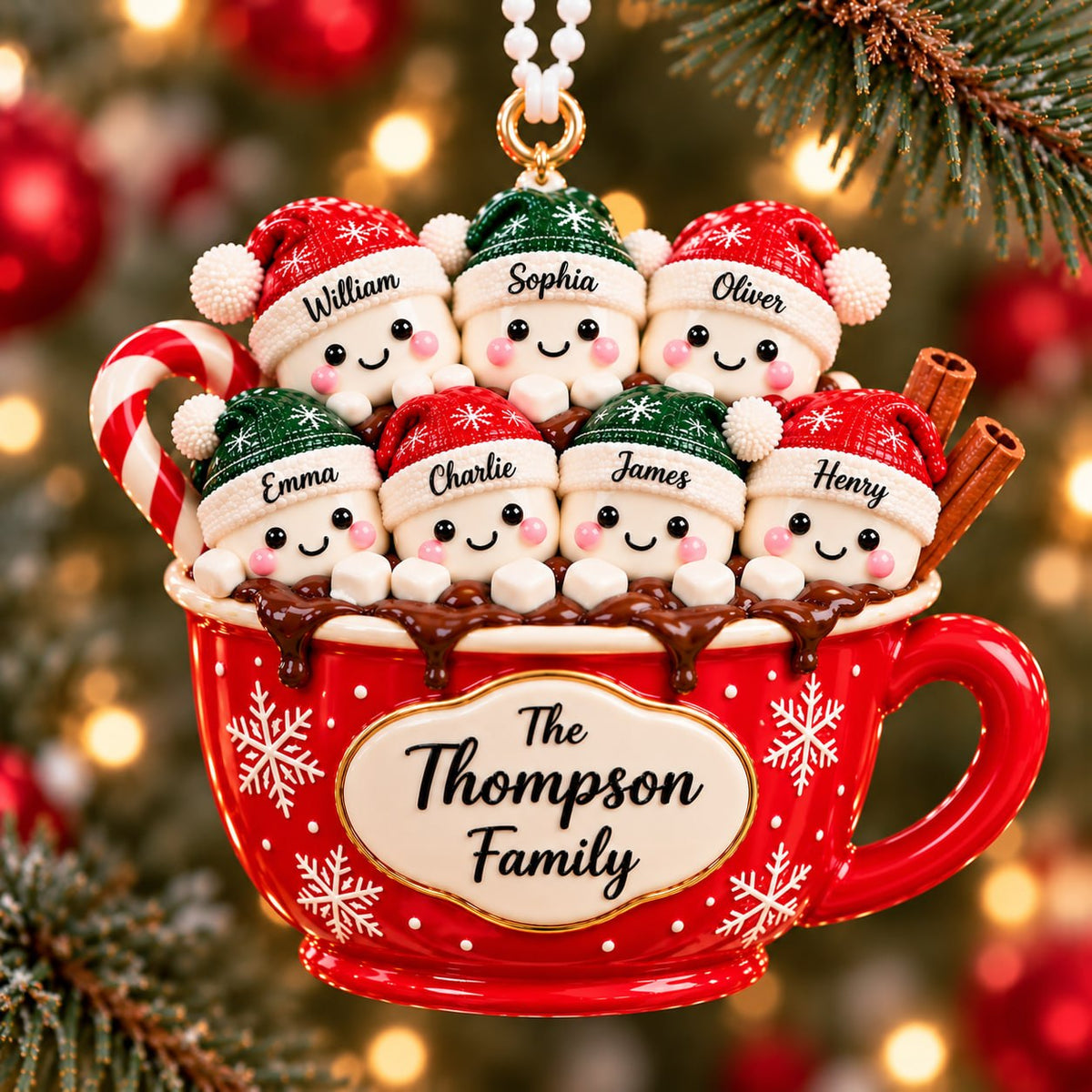3D Raised Personalized Christmas Mug Family Ornament