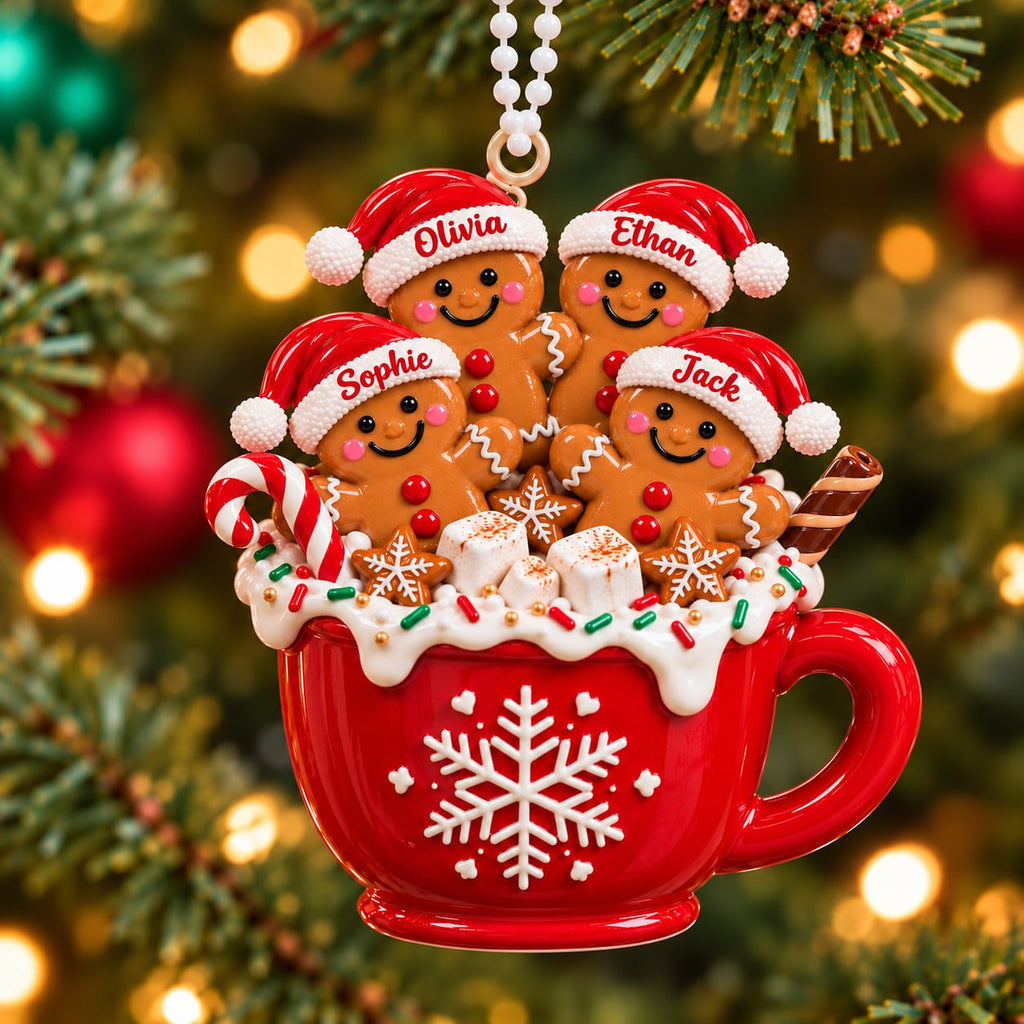 3D Raised Personalized Christmas Gingerbread Mug Ornament – Family Gift