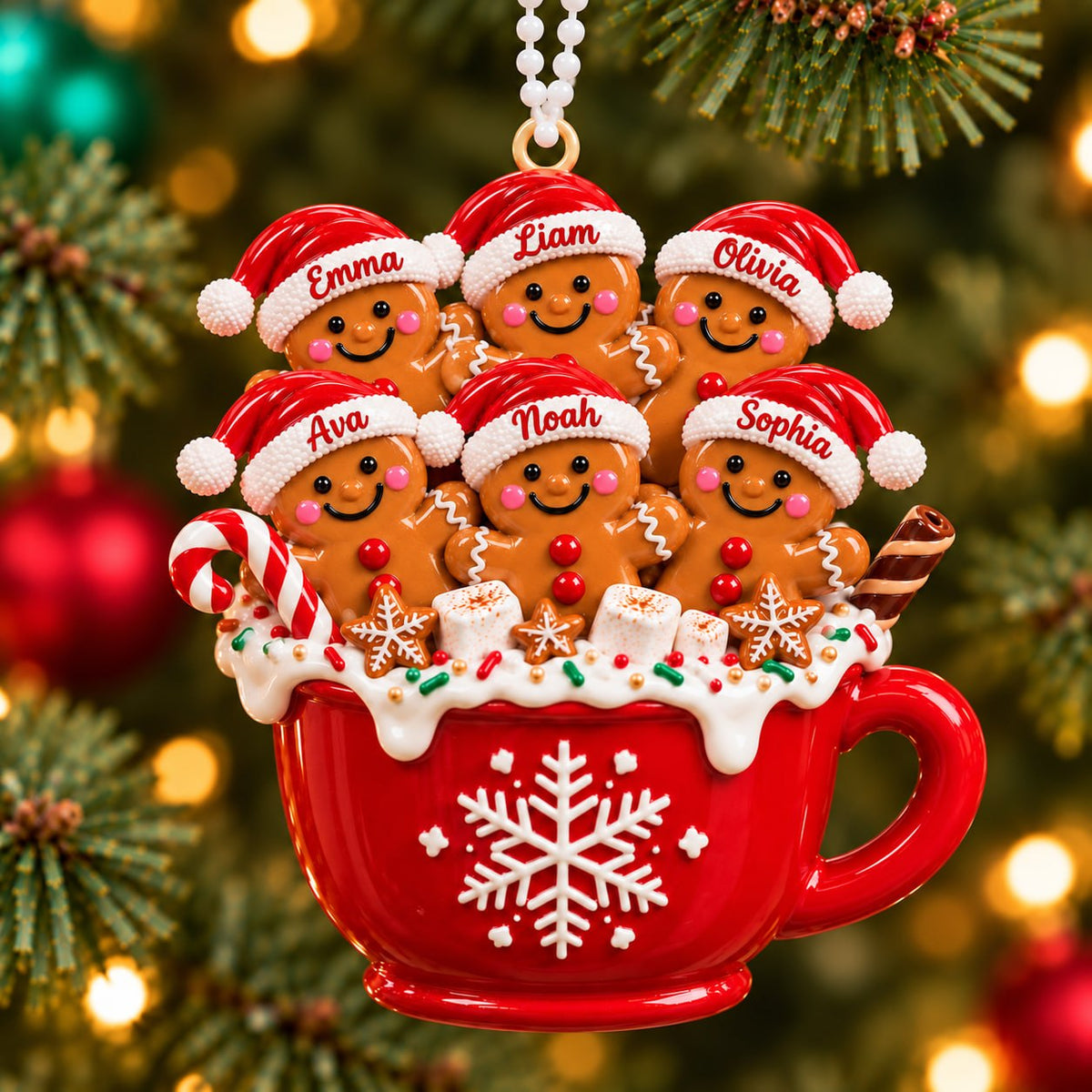 3D Raised Personalized Christmas Gingerbread Mug Ornament – Family Gift