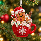3D Raised Personalized Christmas Gingerbread Mug Ornament – Family Gift