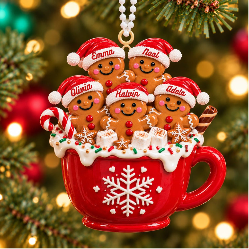 3D Raised Personalized Christmas Gingerbread Mug Ornament – Family Gift