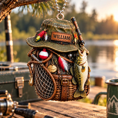 3D Raised Personalized Fishing Hat Christmas Ornament