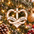 Personalized Infinity Heart Cross Christmas Ornament – Couple Gift