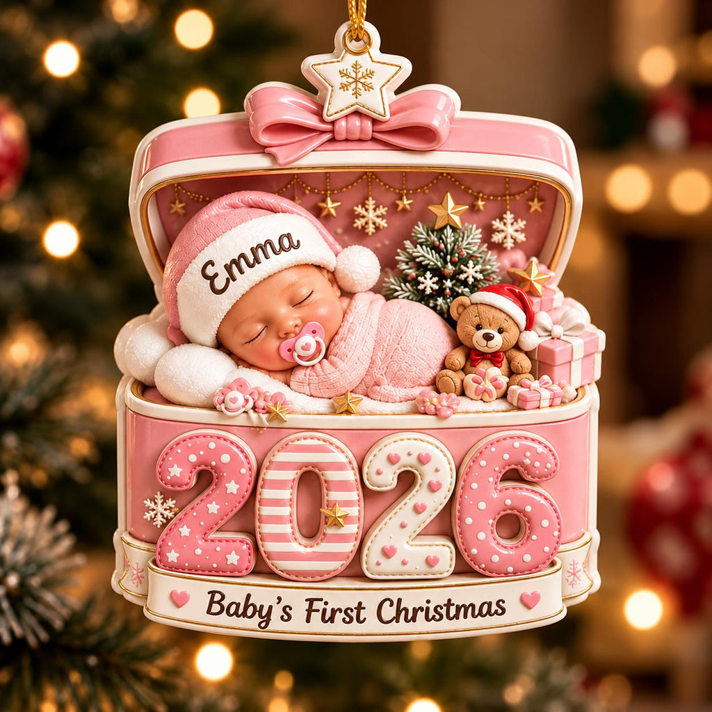 Personalized Baby's First Christmas 2026 3D Ornament – Custom Name Keepsake