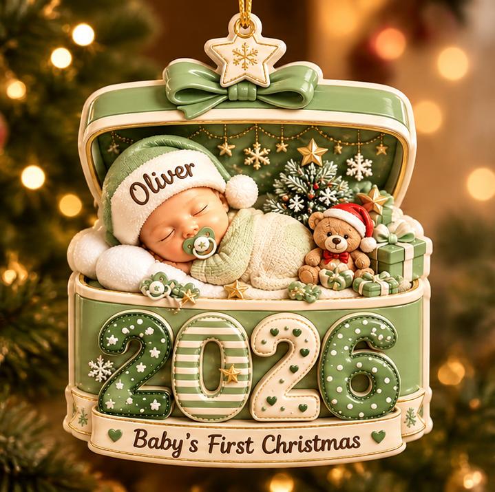 Personalized Baby's First Christmas 2026 3D Ornament – Custom Name Keepsake