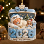 Personalized Baby's First Christmas 2026 3D Ornament – Custom Name Keepsake