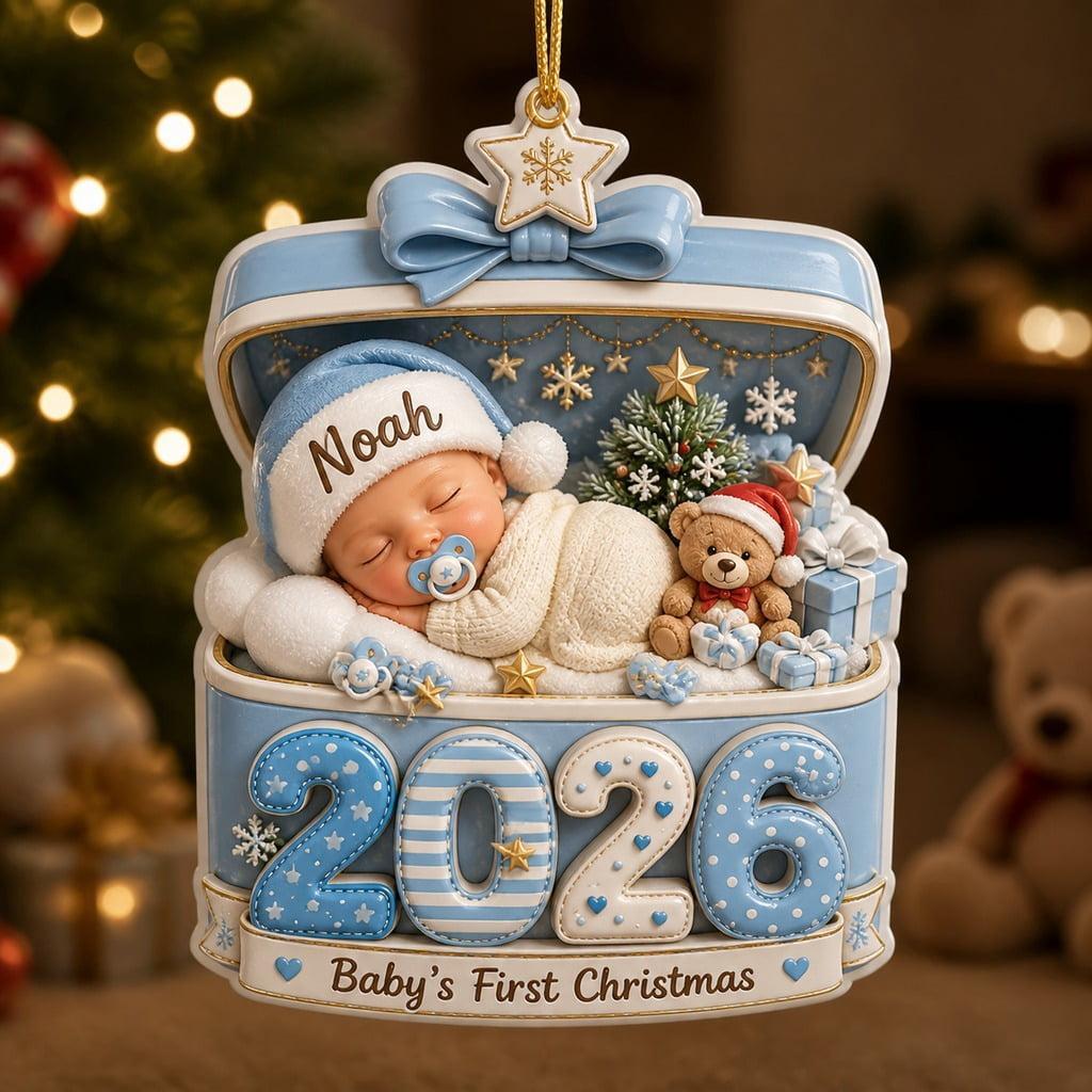 Personalized Baby's First Christmas 2026 3D Ornament – Custom Name Keepsake