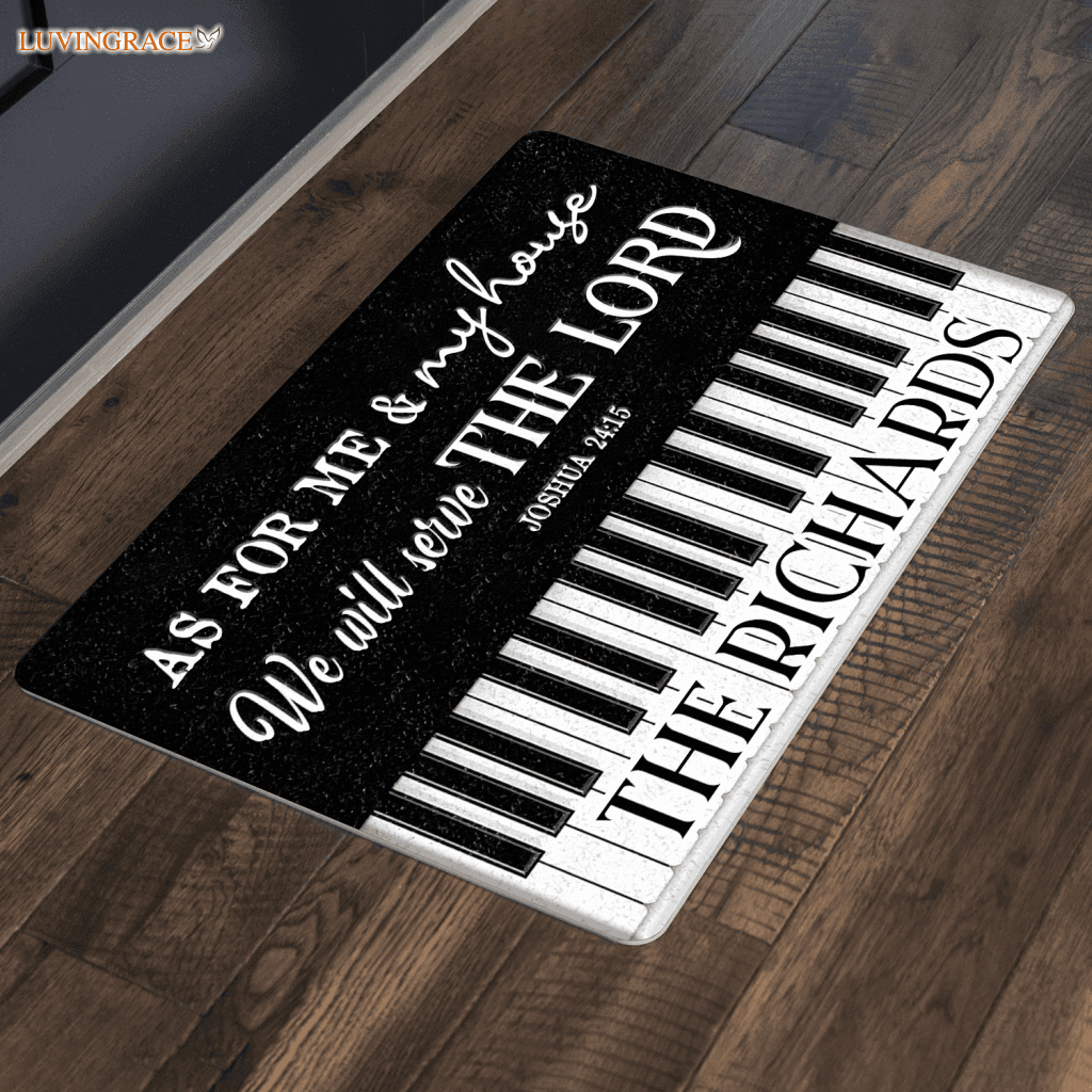 Piano Serve The Lord Personalized Doormat