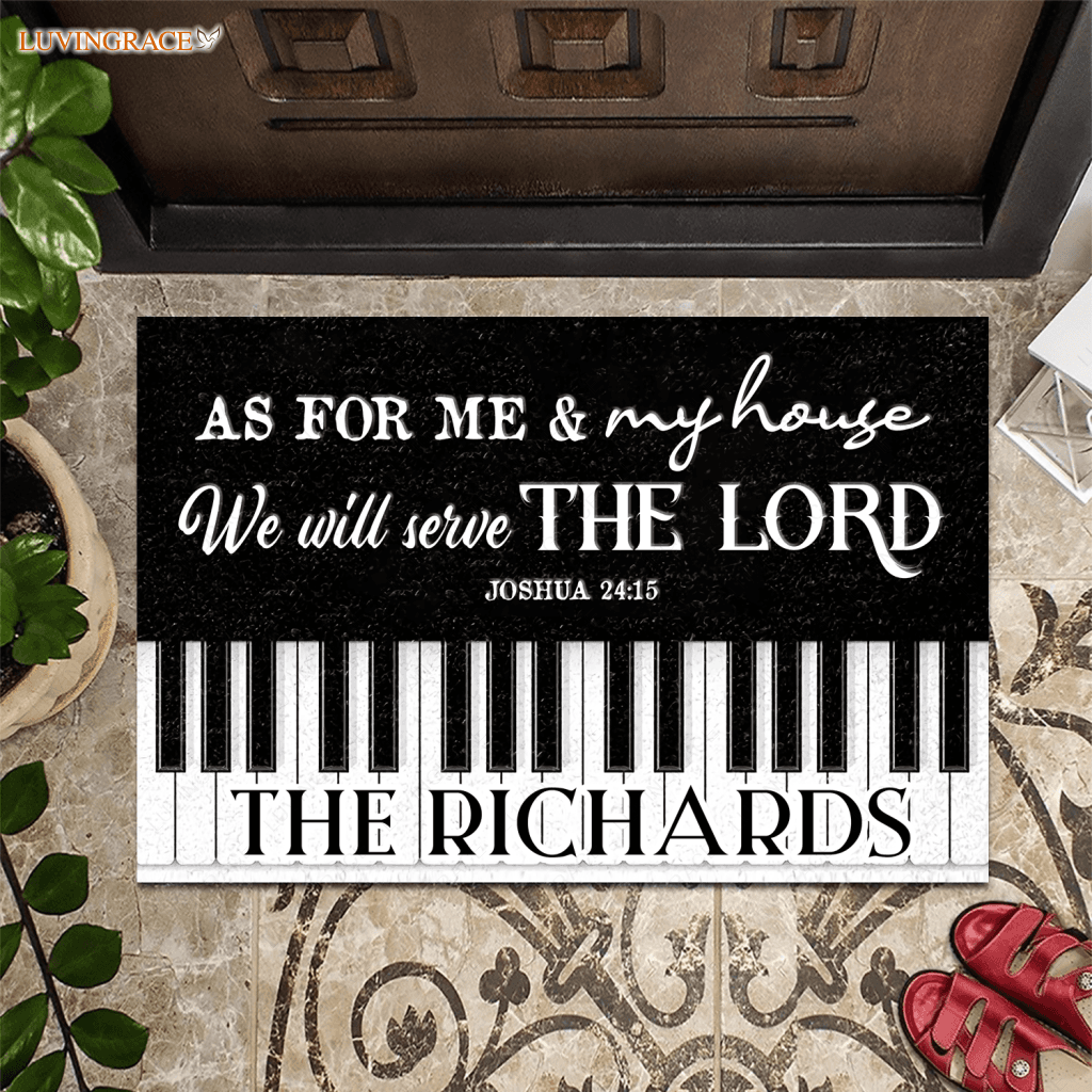 Piano Serve The Lord Personalized Doormat