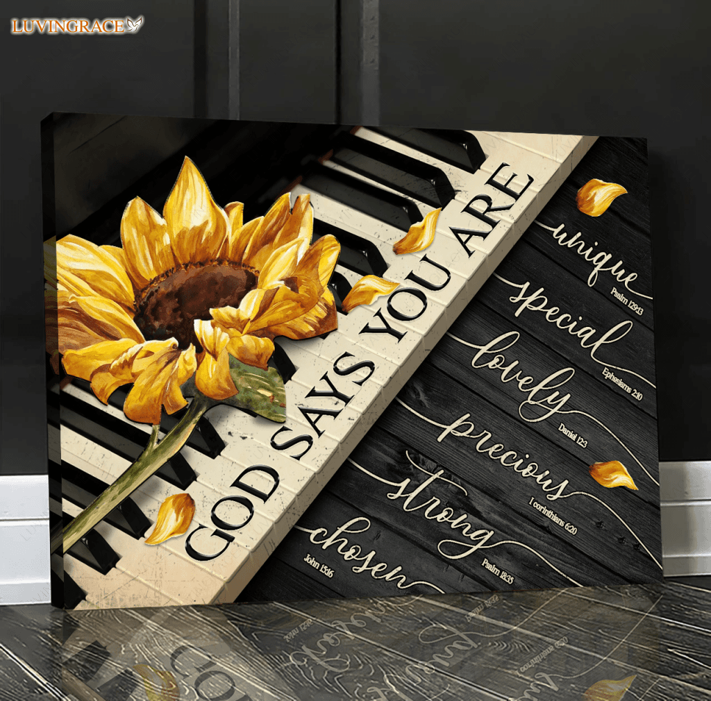 Piano With Sunflower God Says You Are Wall Art
