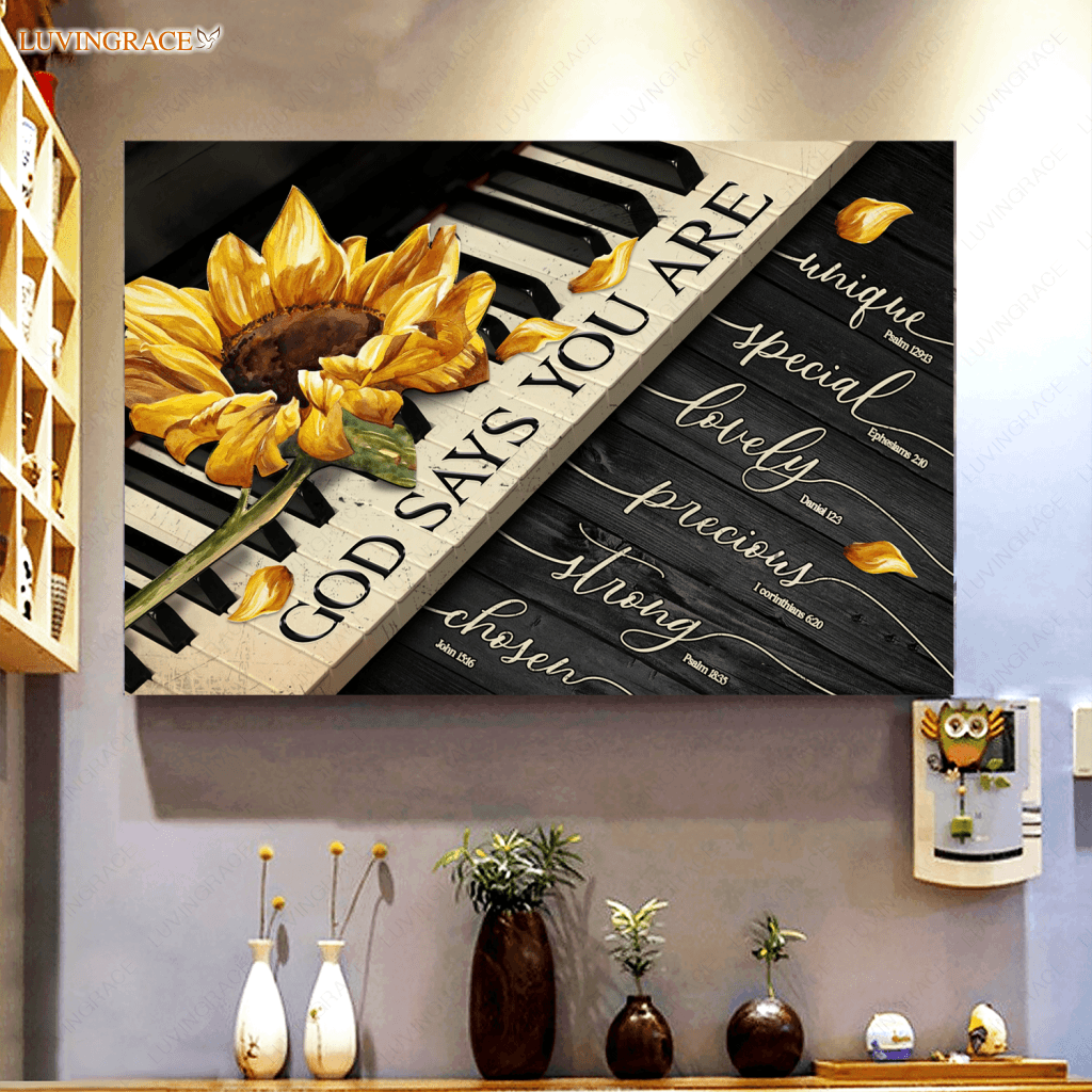 Piano With Sunflower God Says You Are Wall Art