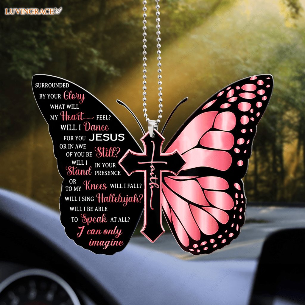 Pink Butterfly Surrounded By The Glory Car Hanging Ornament