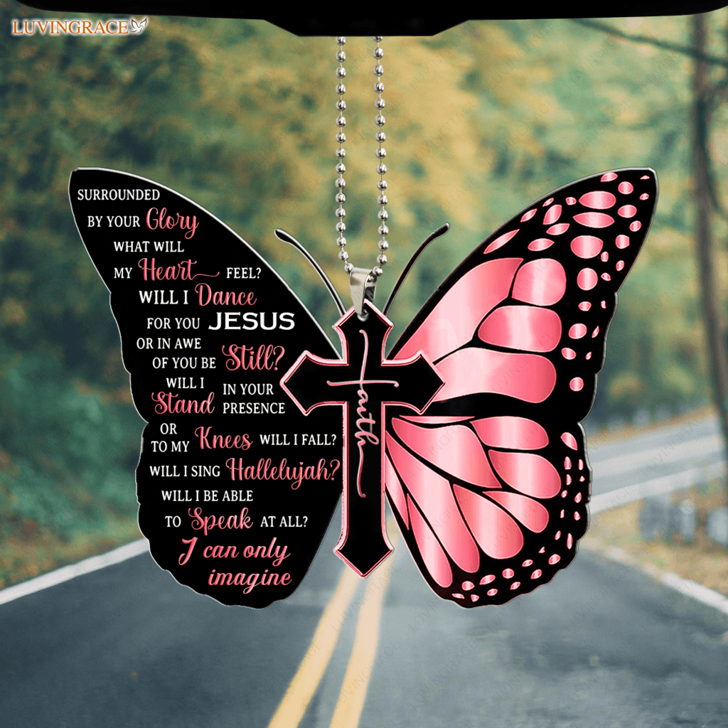 Pink Butterfly Surrounded By The Glory Car Hanging Ornament