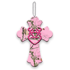 Pink Camo Cross With Heart Buck And Doe Ornament
