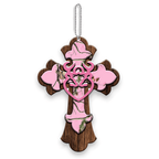 Pink Camo Cross With Large Heart Buck And Doe Ornament