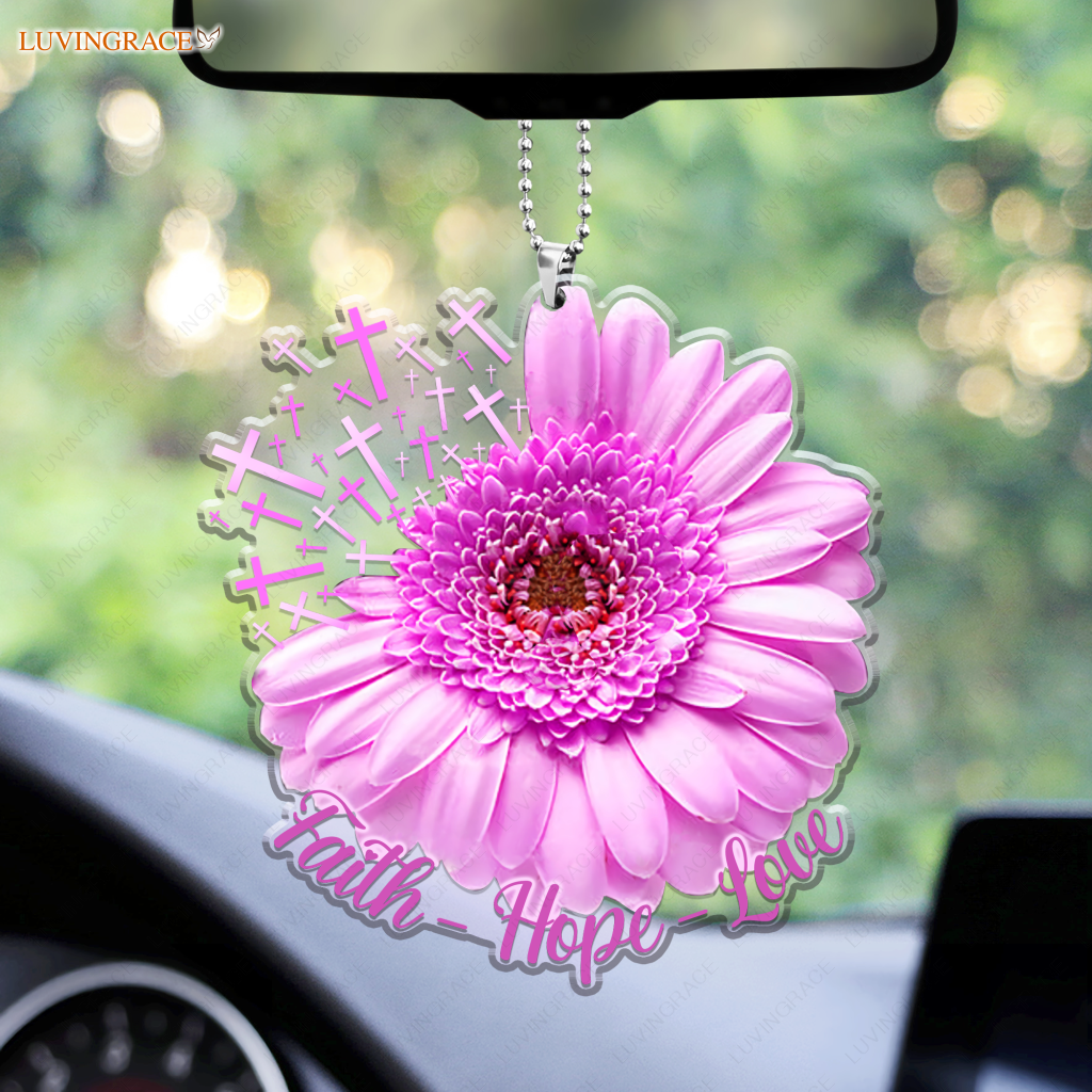Pink Daisy Cross Ornament