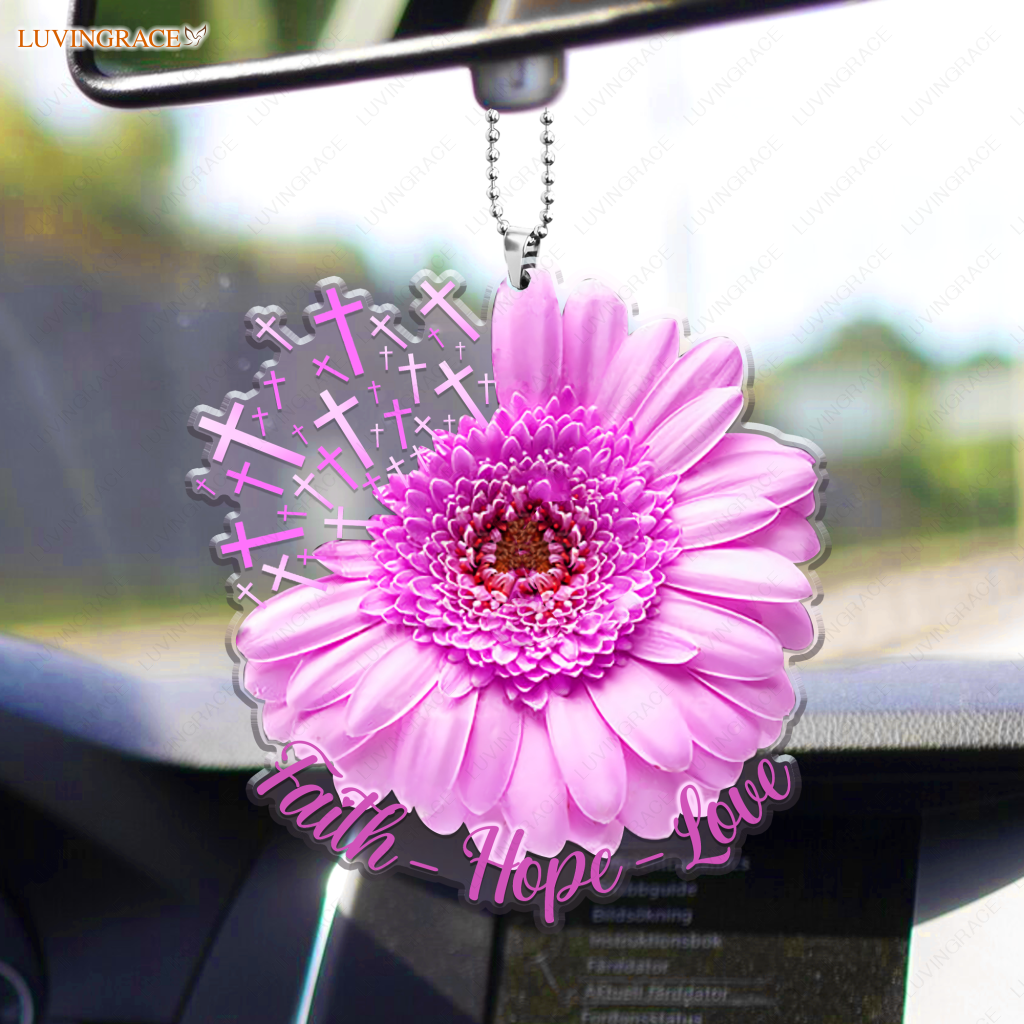 Pink Daisy Cross Ornament