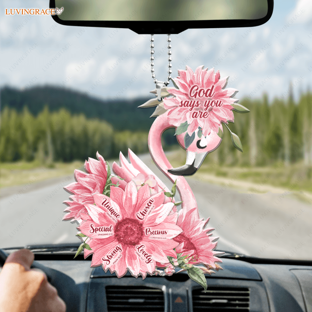 Pink Sunflower Flamigo God Says You Are Ornament