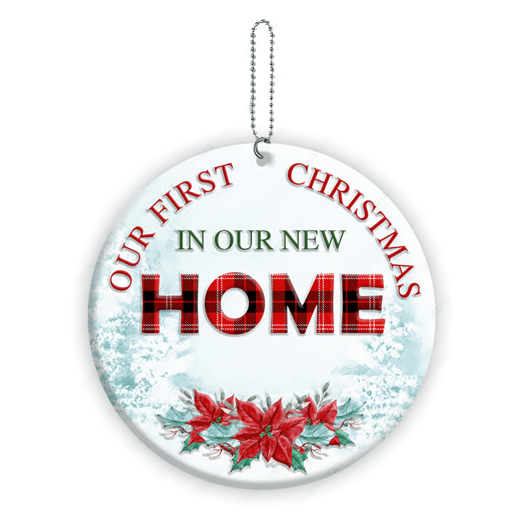 Poinsettia Snow Our First Christmas In Our New Home Personalized Ornament