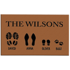 Premium Custom Footprint Family & Pet Name Brown Doormat