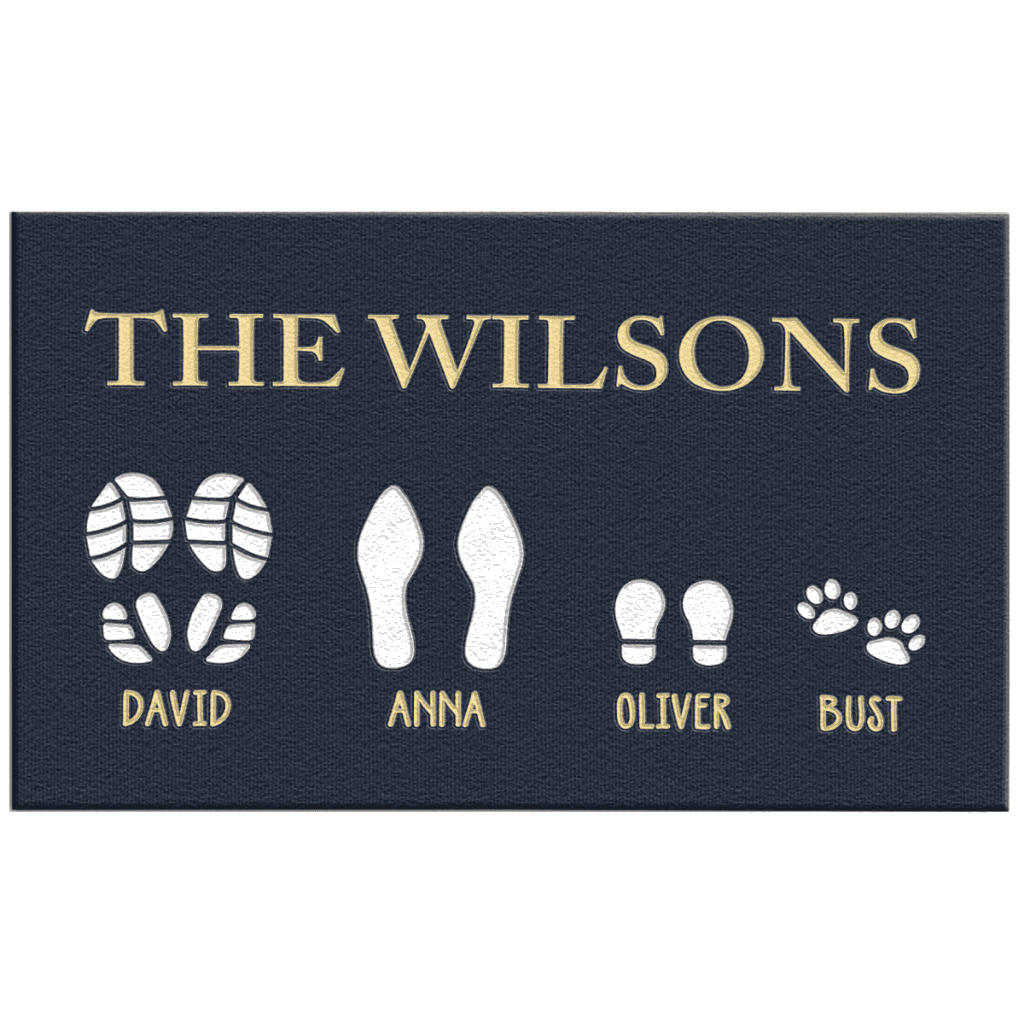 Premium Custom Footprint Family & Pet Name Doormat