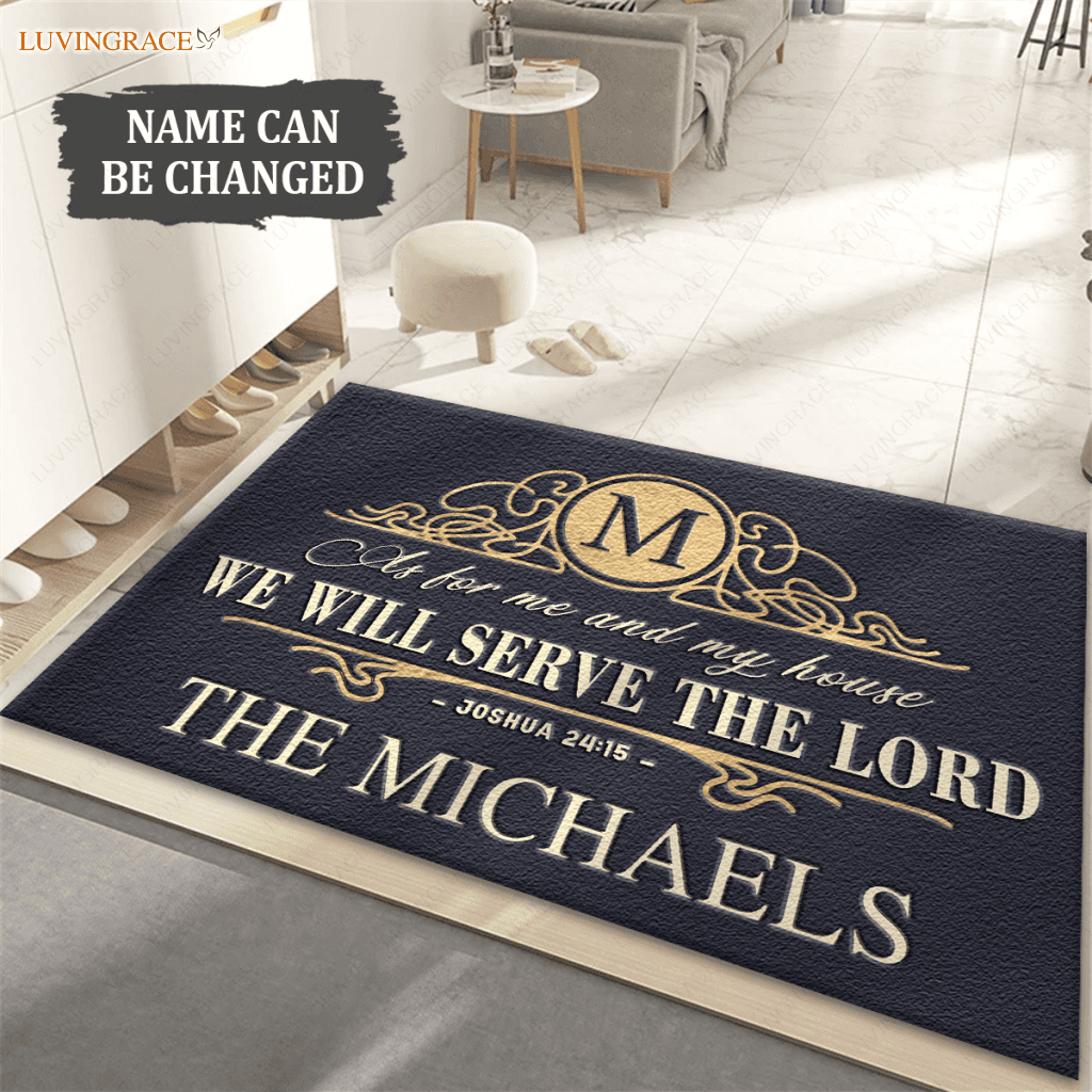 Premium Monogram Graceful Elegant Serve The Lord Personalized Doormat
