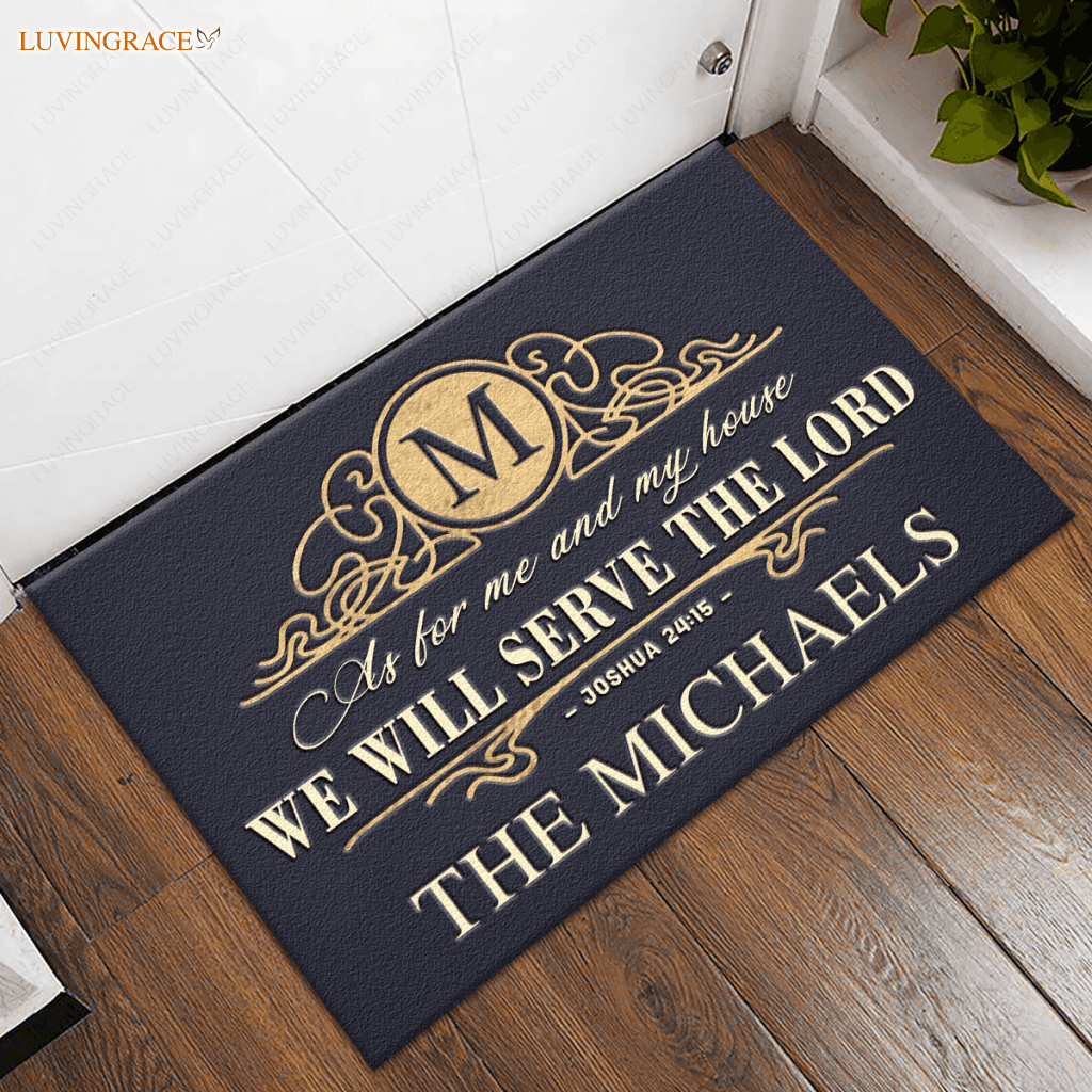 Premium Monogram Graceful Elegant Serve The Lord Personalized Doormat