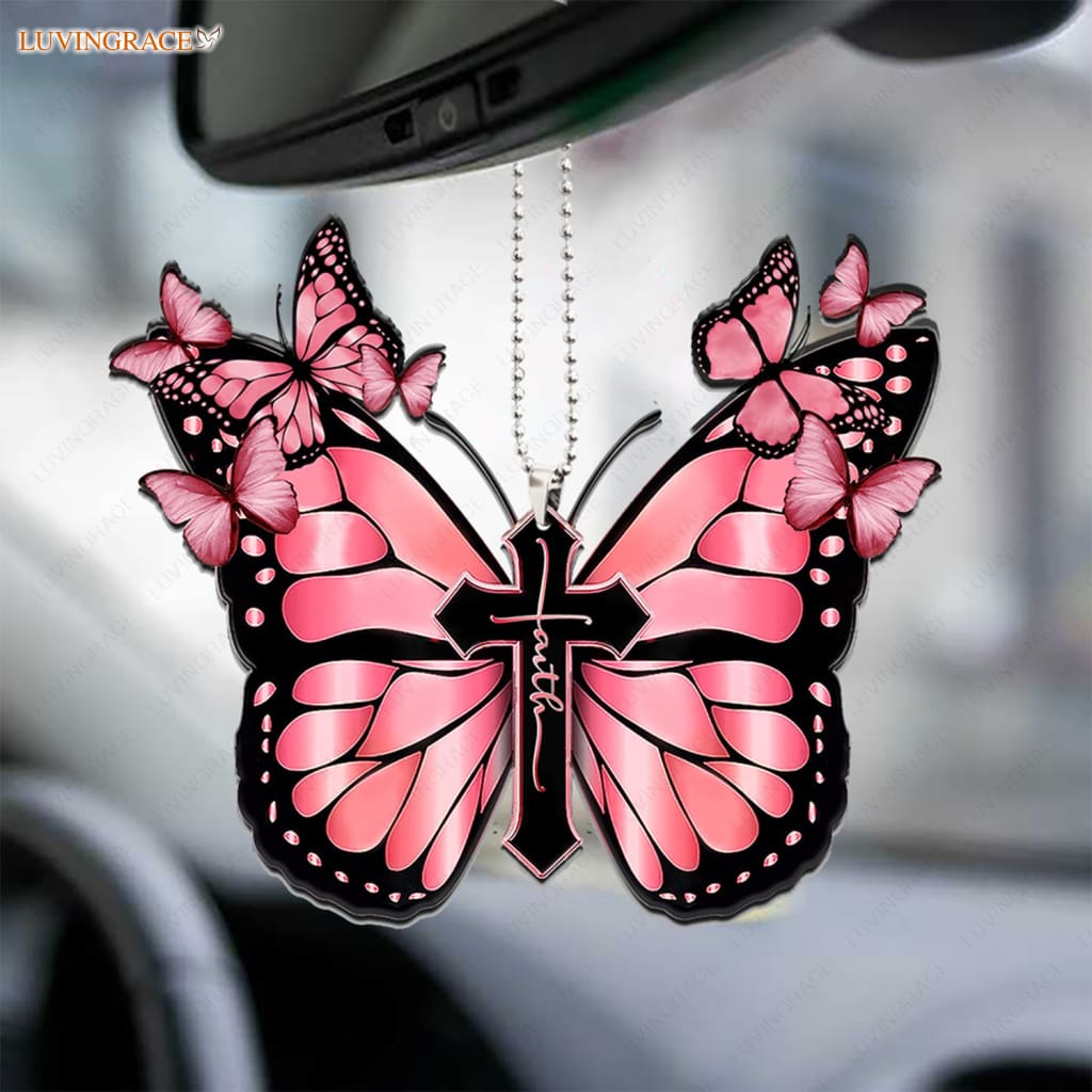 Purple Butterfly Cross Ornament