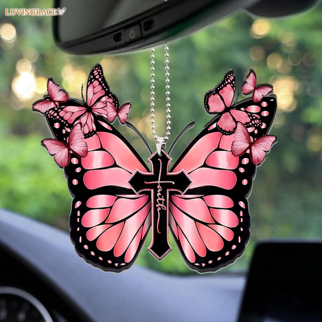 Purple Butterfly Cross Ornament
