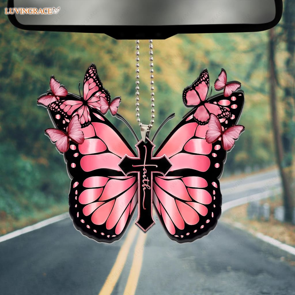Purple Butterfly Cross Ornament
