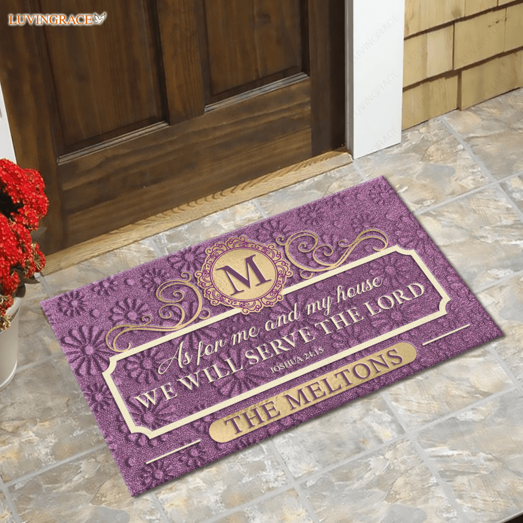 Purple Confetti Daisy Serve The Lord Personalized Doormat