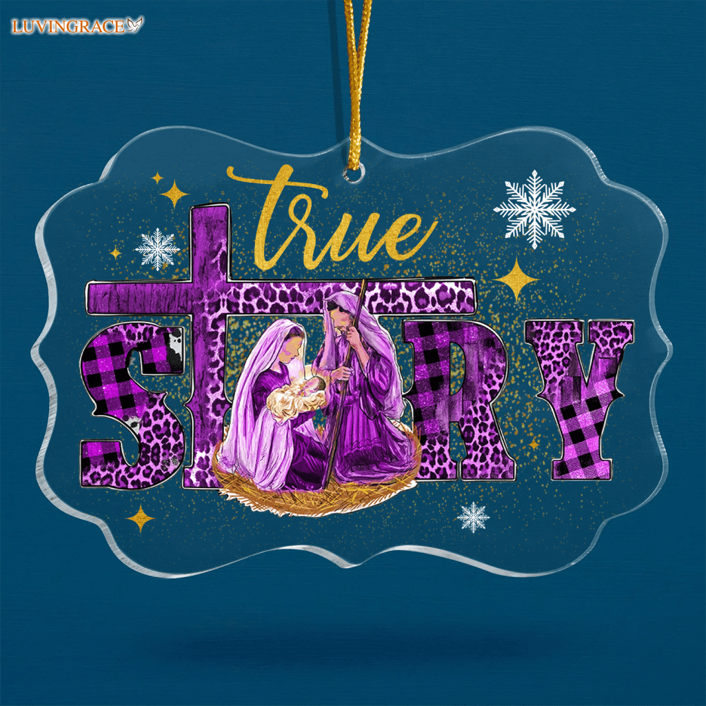 Purple Golden Leopard Tartan True Story Transparent Ornament