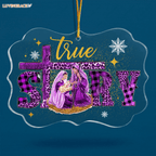 Purple Golden Leopard Tartan True Story Transparent Ornament