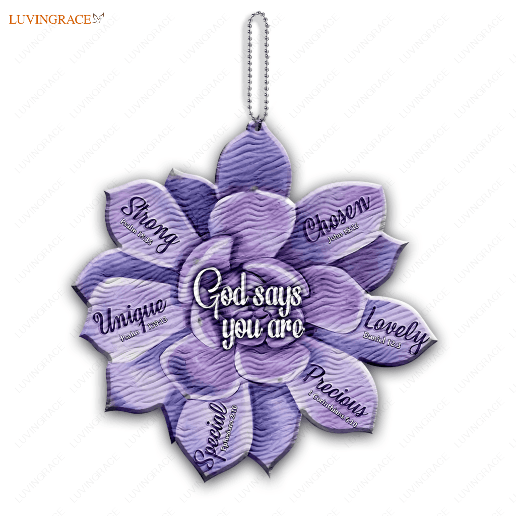 Purple Succulent God Says You Are Jesus Christian Lover Wood Engraved Ornaments Wooden Ornament