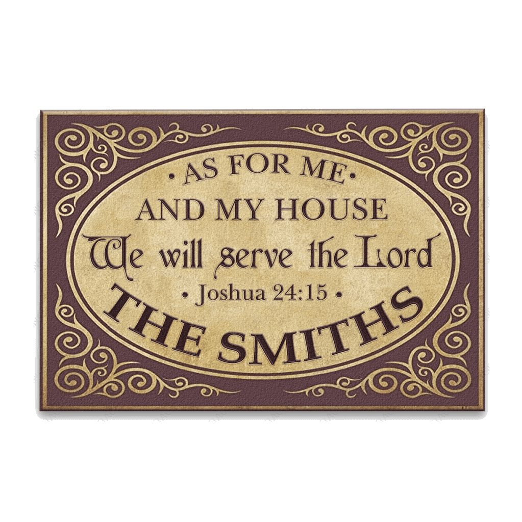 Purple Vintage Frame As For Me And My House Personalized Doormat