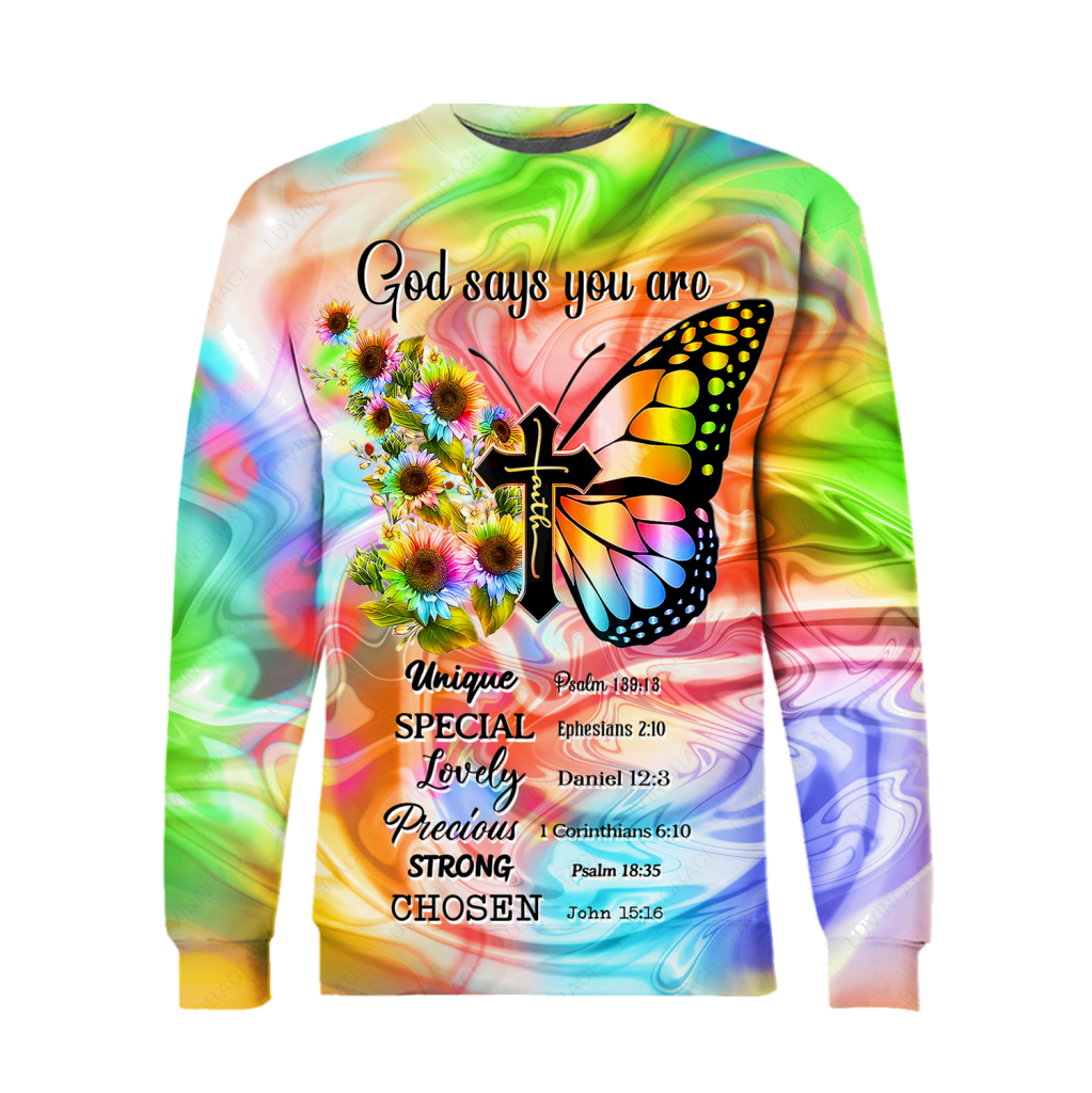 Rainbow Butterfly Cross God Says You Are Hoodie
