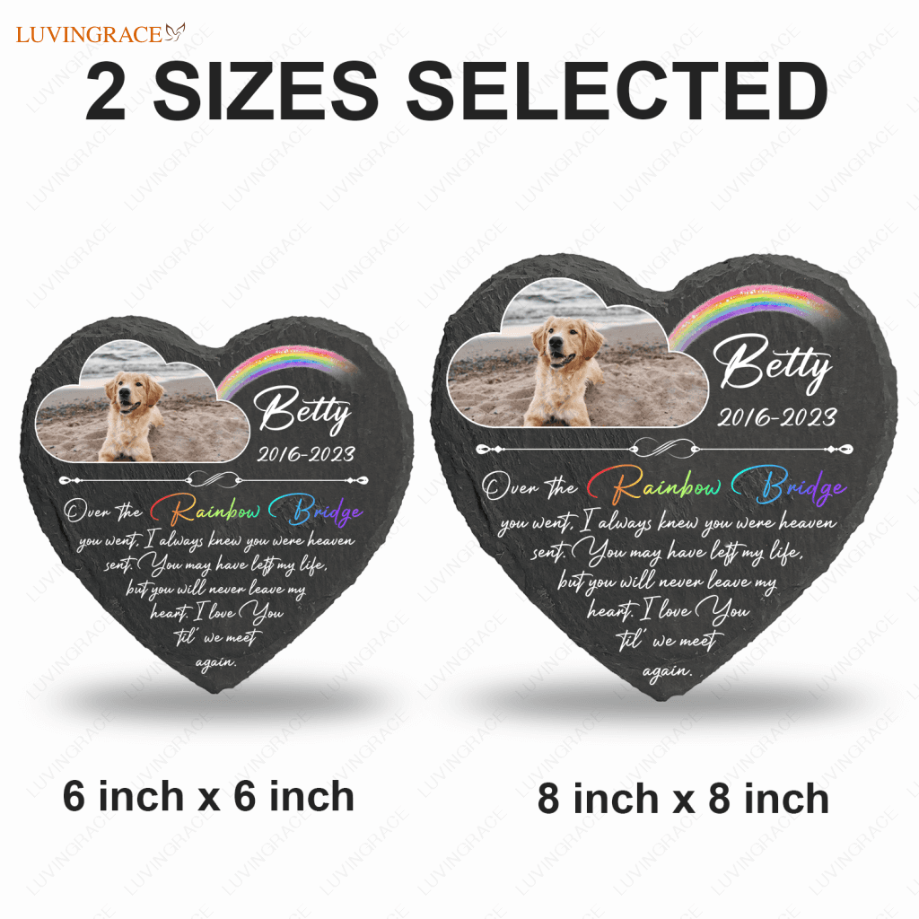 Rainbow Dog Photo Until We Meet Again Custom Memorial Stone Pet Gifts - Personalized Tomstone