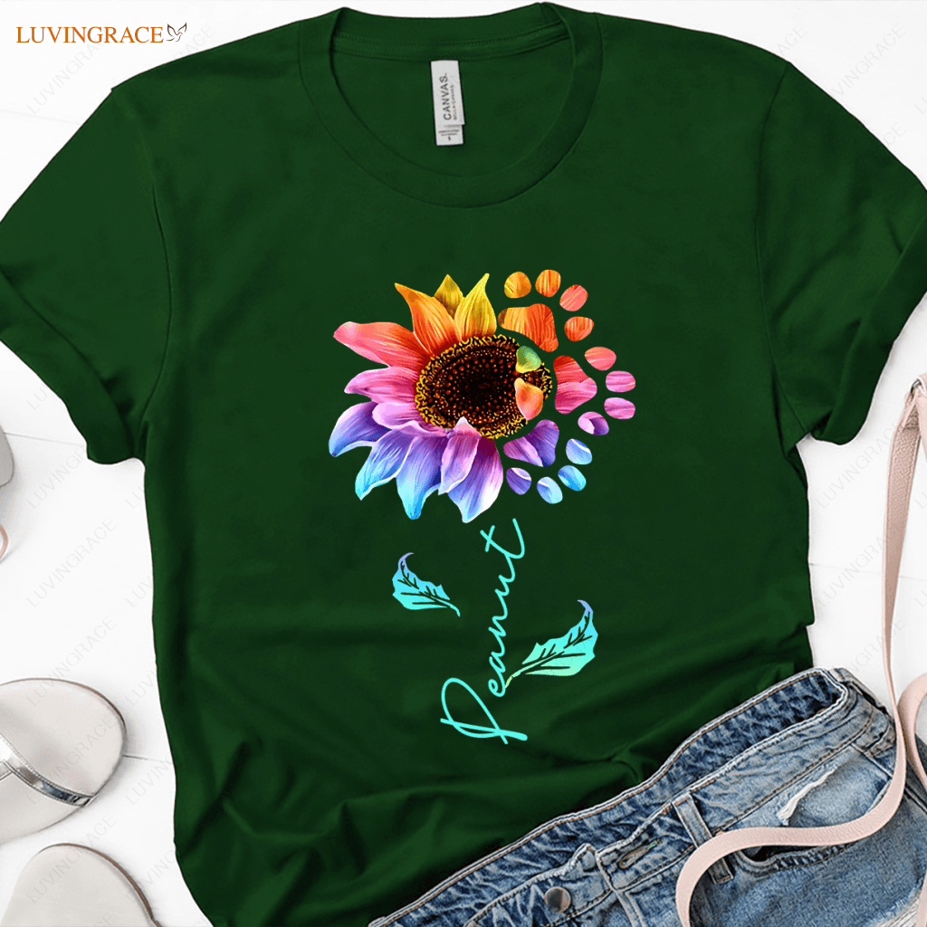 Rainbow Dog Sunflower - Personalized Custom Unisex T-Shirt/Hoodie Shirt