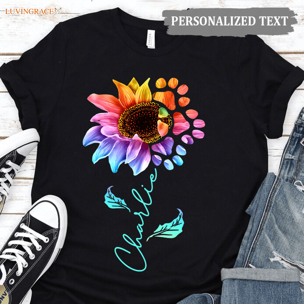 Rainbow Dog Sunflower - Personalized Custom Unisex T-Shirt/Hoodie Shirt