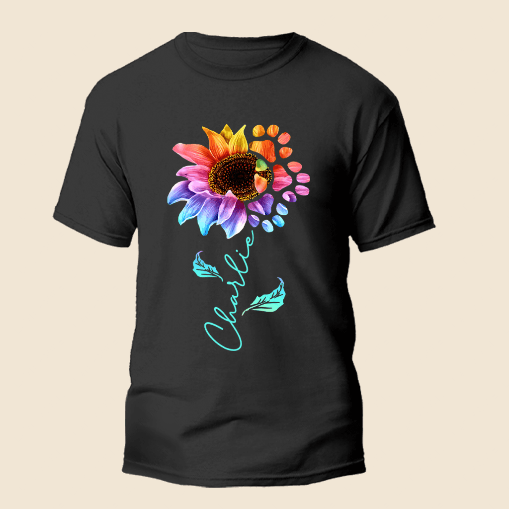 Rainbow Dog Sunflower - Personalized Custom Unisex T-Shirt/Hoodie