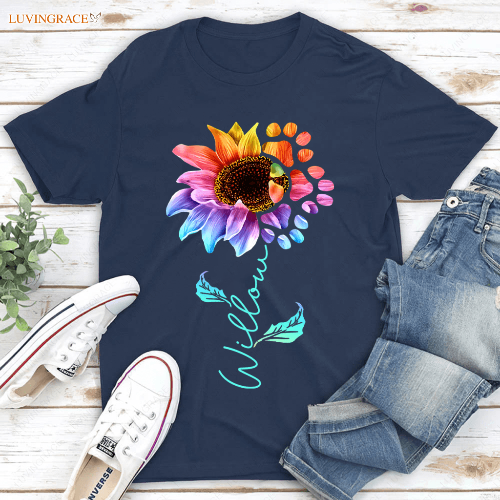 Rainbow Dog Sunflower - Personalized Custom Unisex T-Shirt/Hoodie Shirt