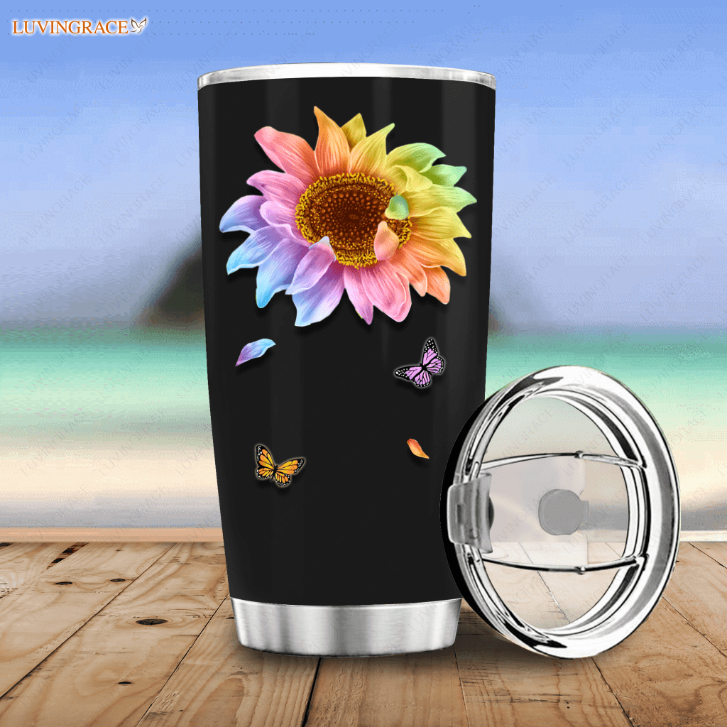 Rainbow Purple Sunflower Personalized Tumbler Tumbler