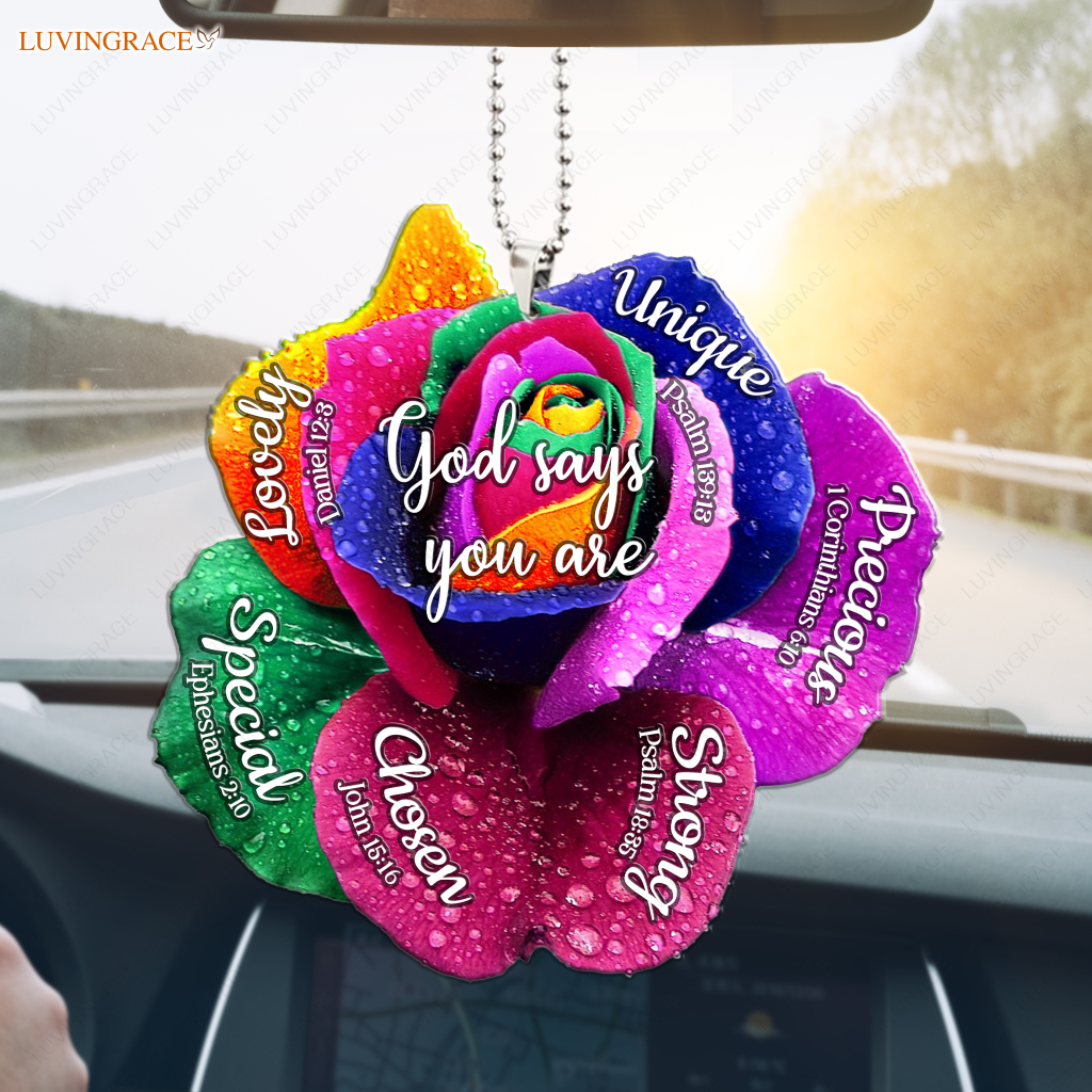 Rainbow Rose God Says You Are Ornament