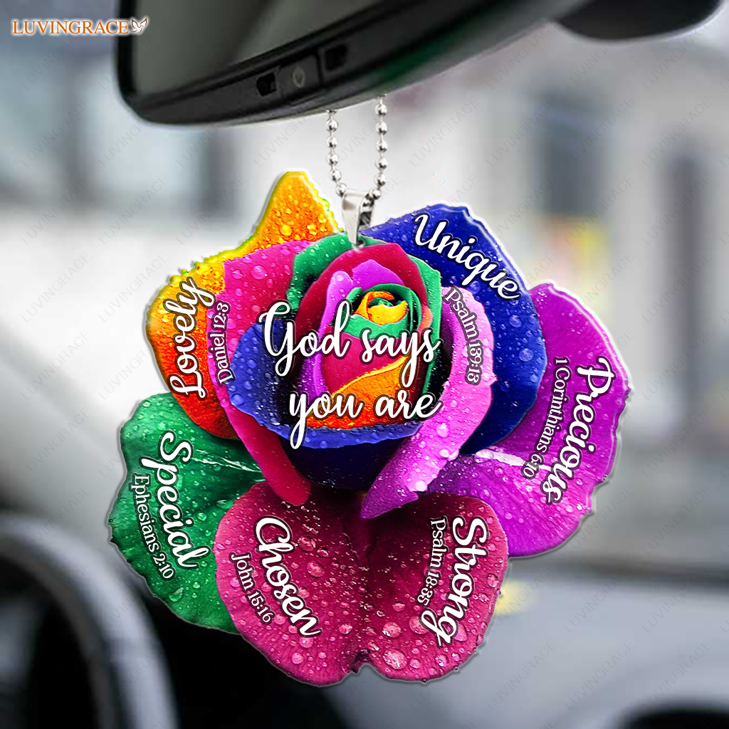 Rainbow Rose God Says You Are Ornament