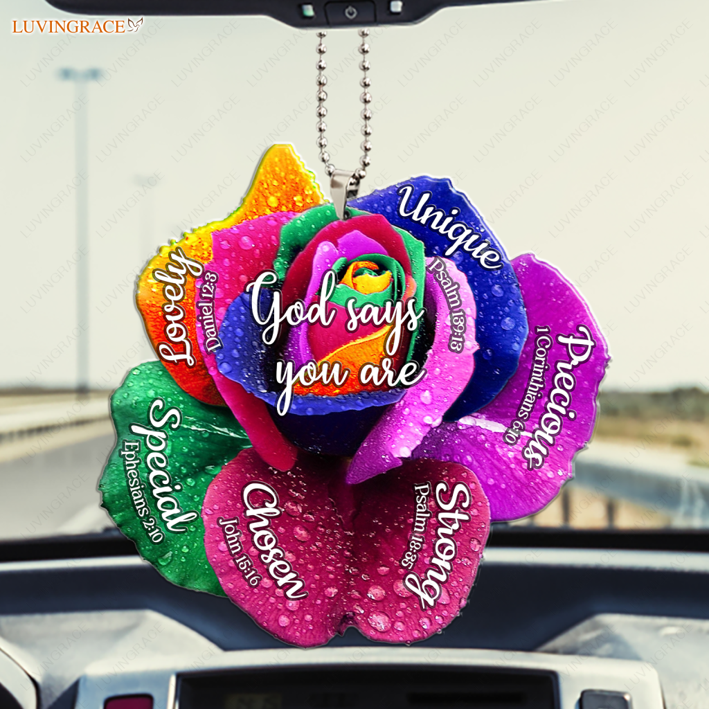 Rainbow Rose God Says You Are Ornament